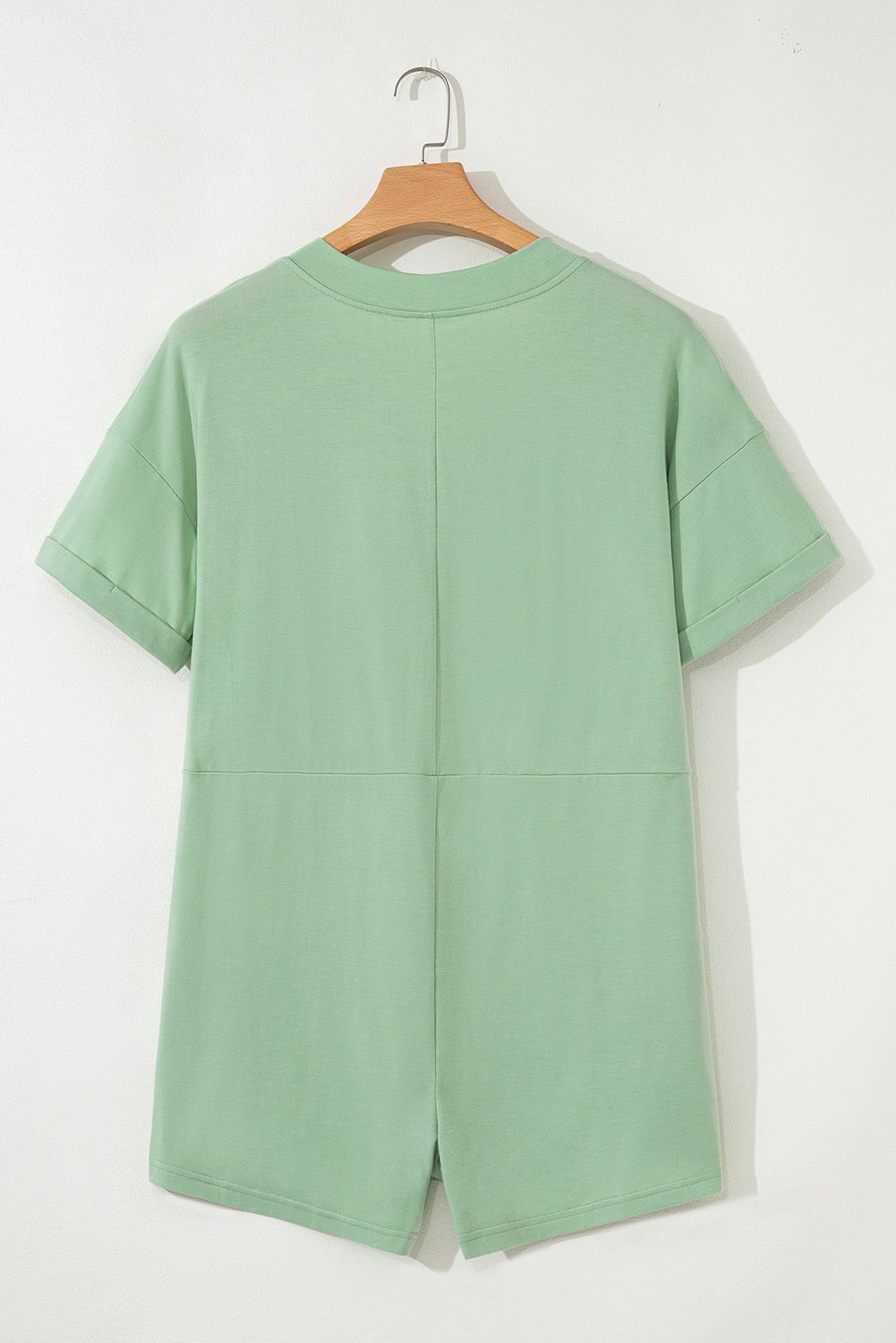 Myosotis Loose Half Sleeve V Neck Plain Romper - MAD RUFFI