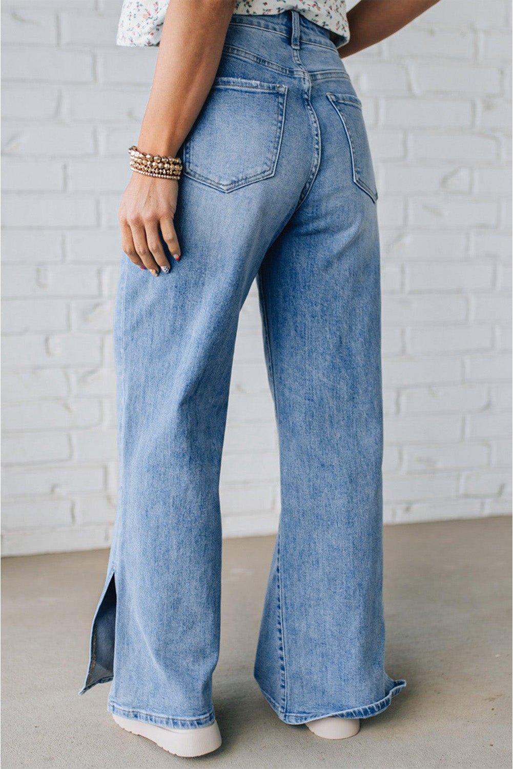 Myosotis Side Slit High Rise Drawstring Casual Jeans - MAD RUFFI
