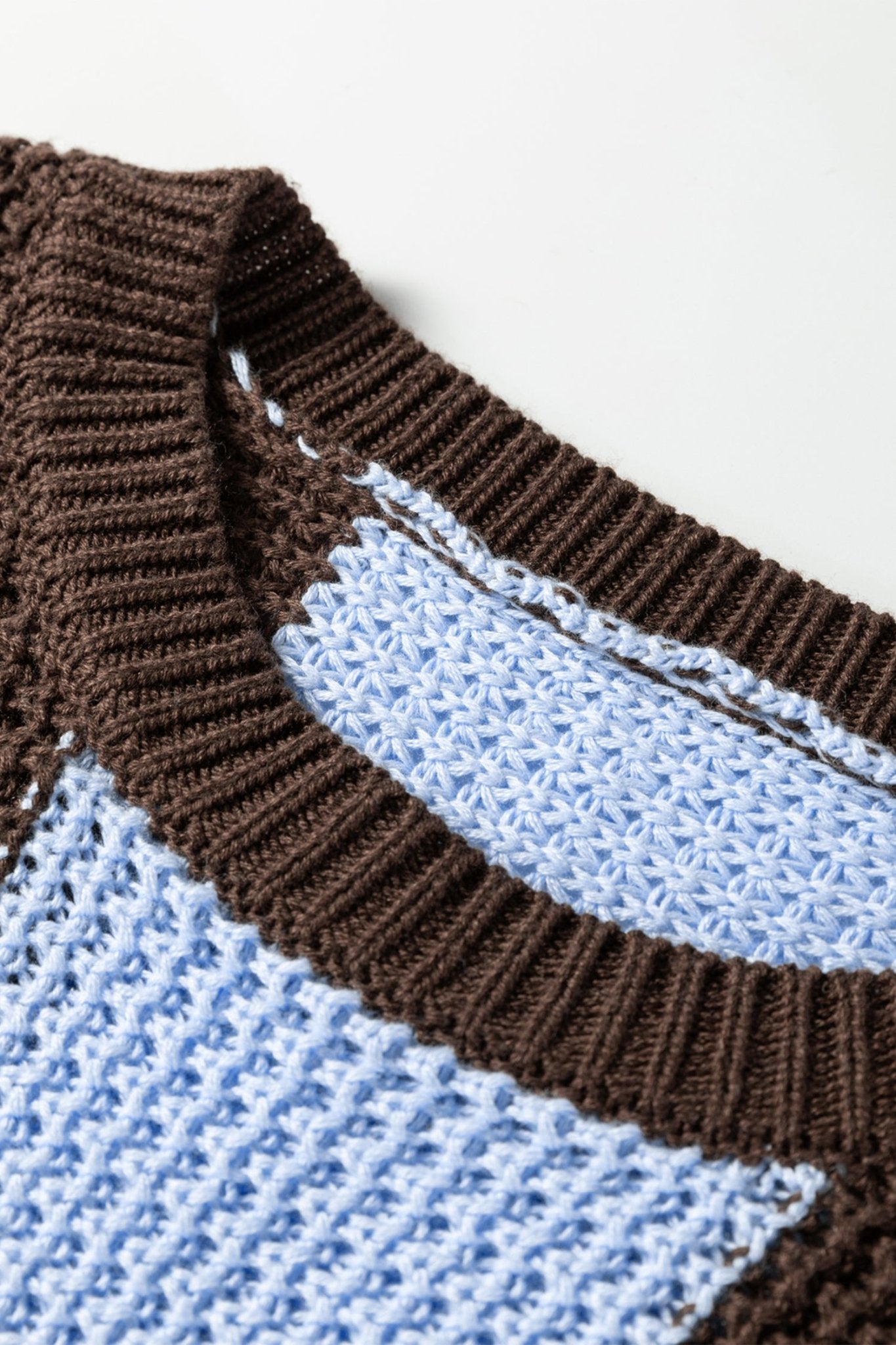 Myosotis Striped Color Block Thermal Textured Knit Drop Shoulder Sweater - MAD RUFFI