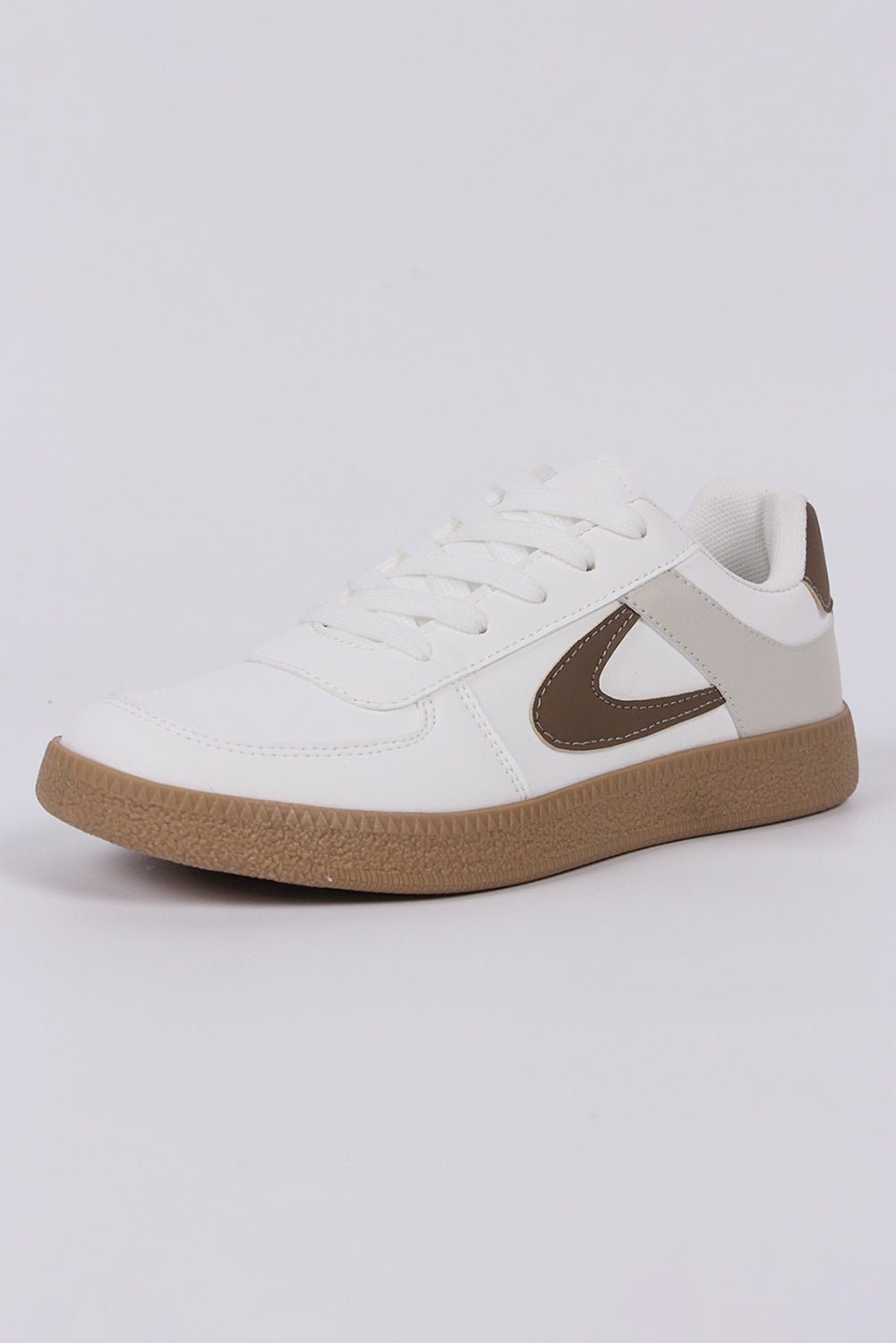 Navy Blue PU Leather Lace Up Sneakers - MAD RUFFI