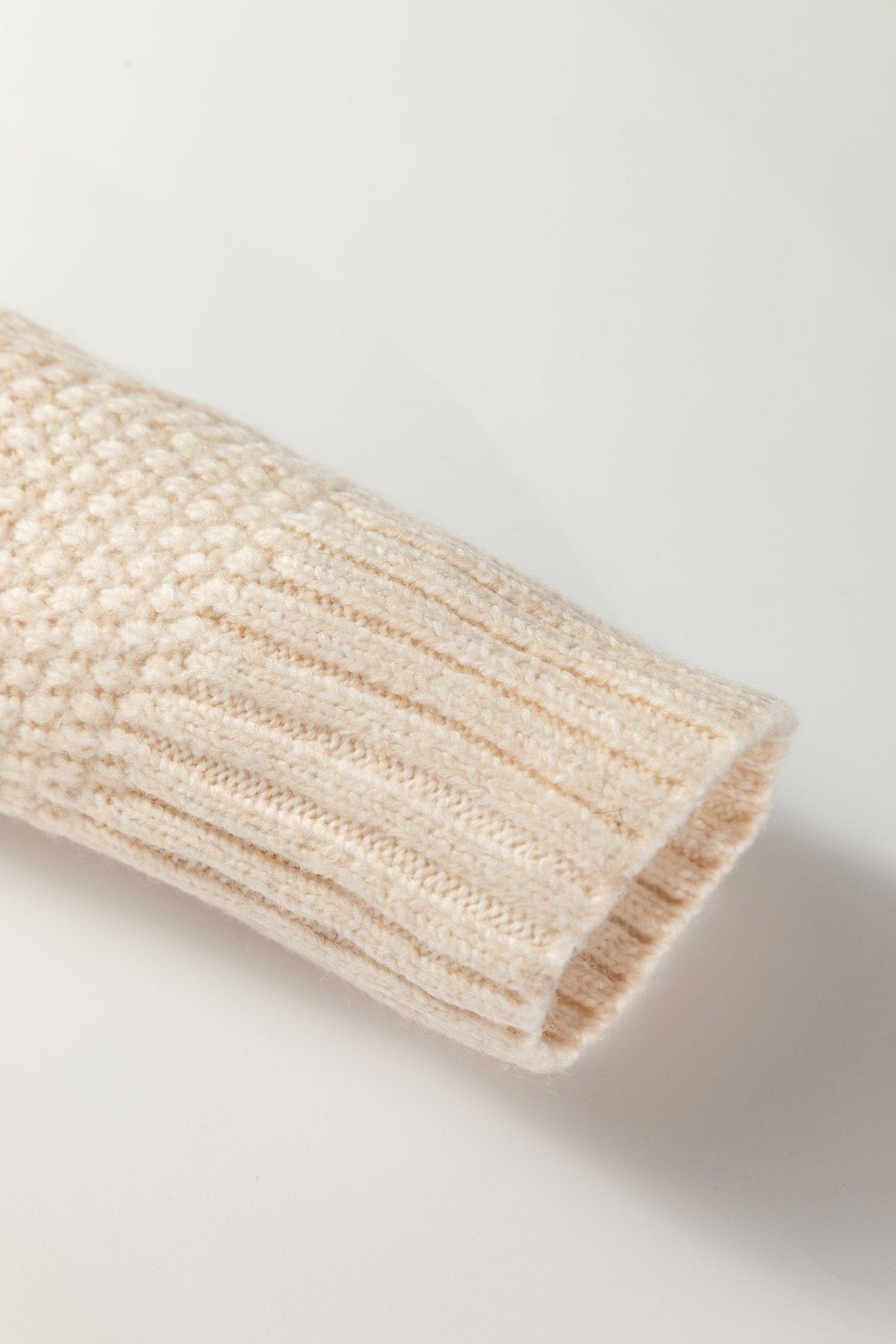 Oatmeal Cable Knit Drop Shoulder Loose Fit Sweater Dress - MAD RUFFI