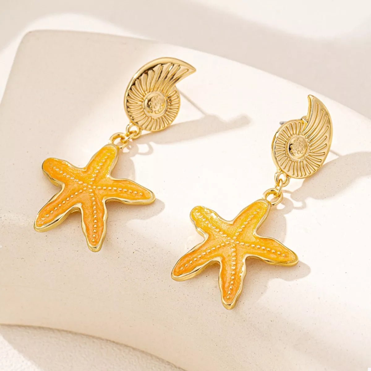 Ocean Shell Starfish Drop Earrings - MAD RUFFI