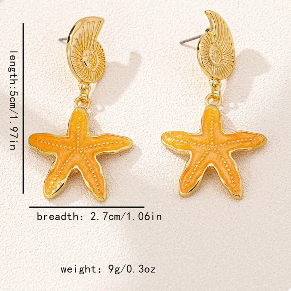 Ocean Shell Starfish Drop Earrings - MAD RUFFI