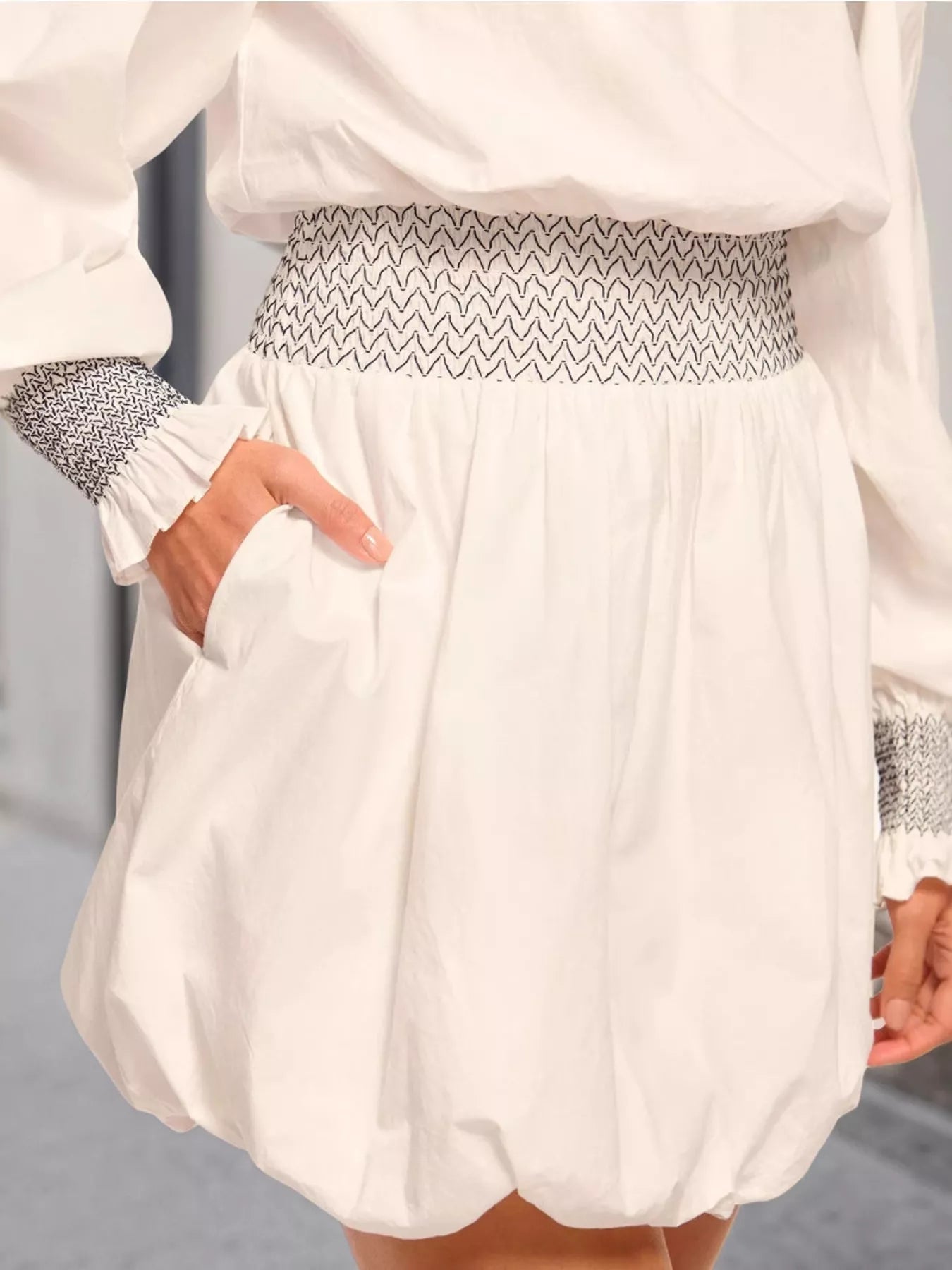 Off - Shoulder Bubble Hem Mini Dress - MAD RUFFI