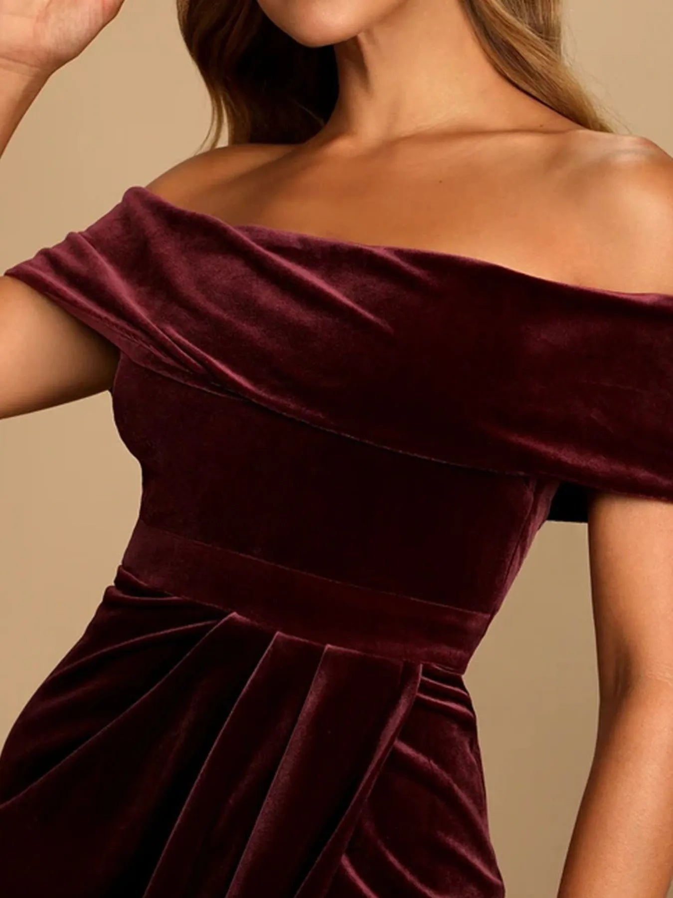 Off - Shoulder Wrap Dress with Side Slit - MAD RUFFI