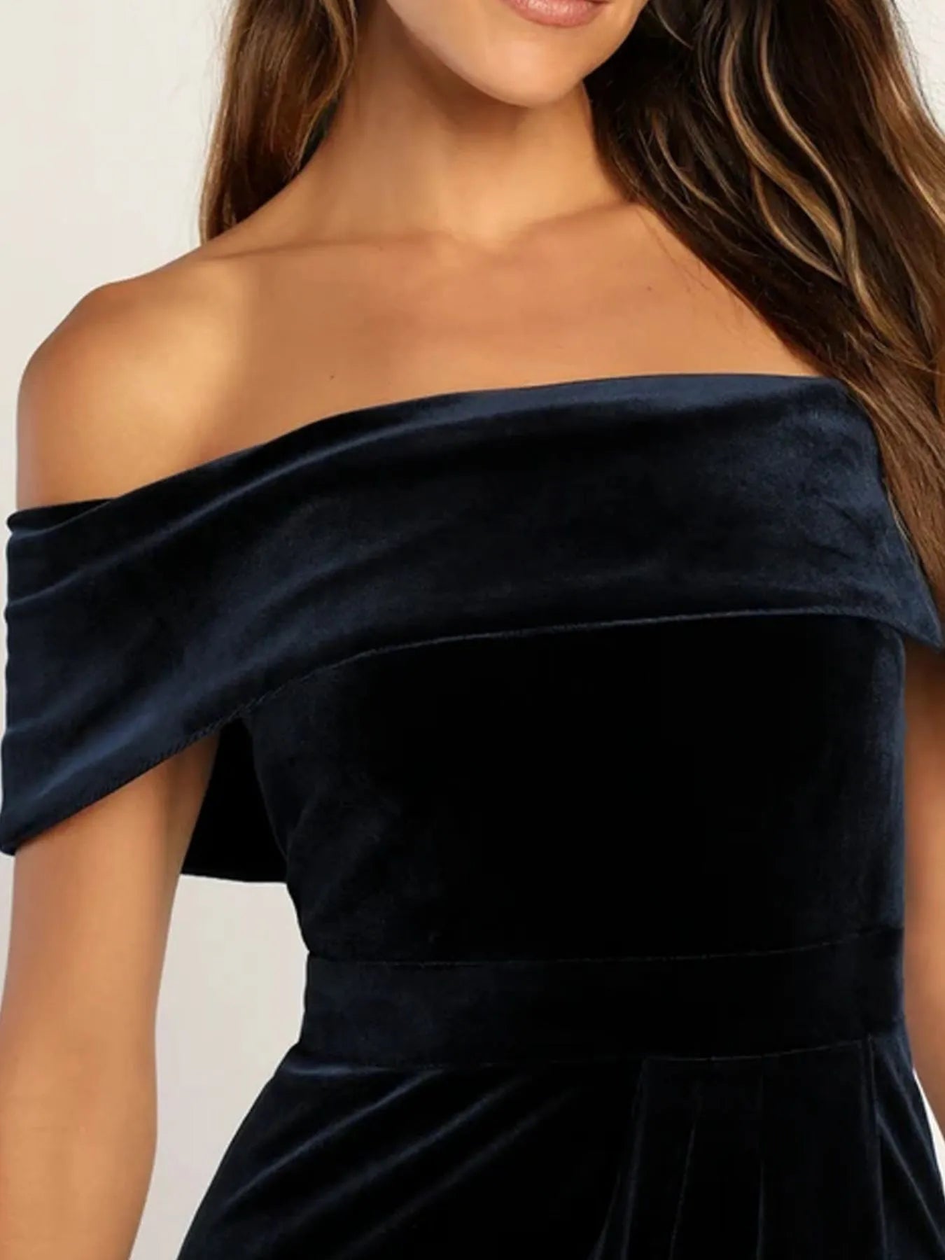Off - Shoulder Wrap Dress with Side Slit - MAD RUFFI