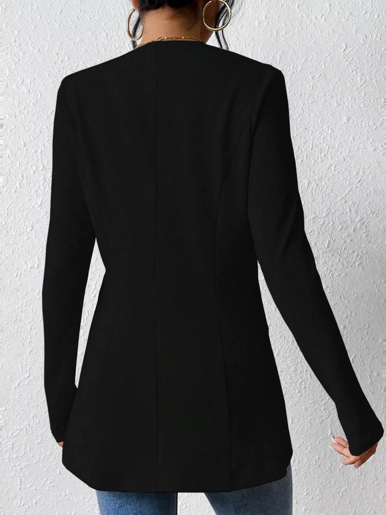 One Button Long Sleeve Blazer - MAD RUFFI