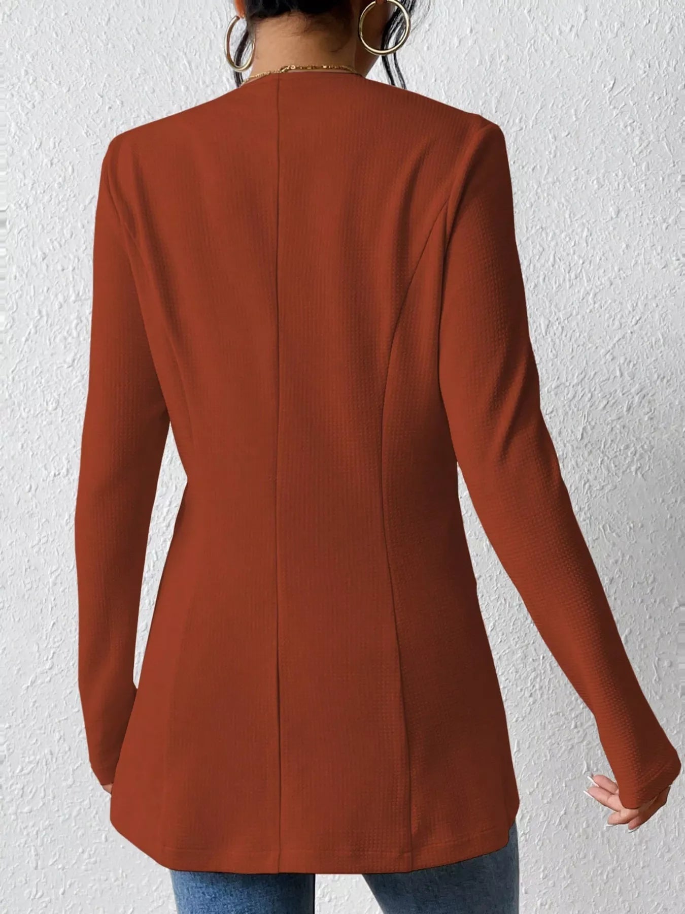 One Button Long Sleeve Blazer - MAD RUFFI