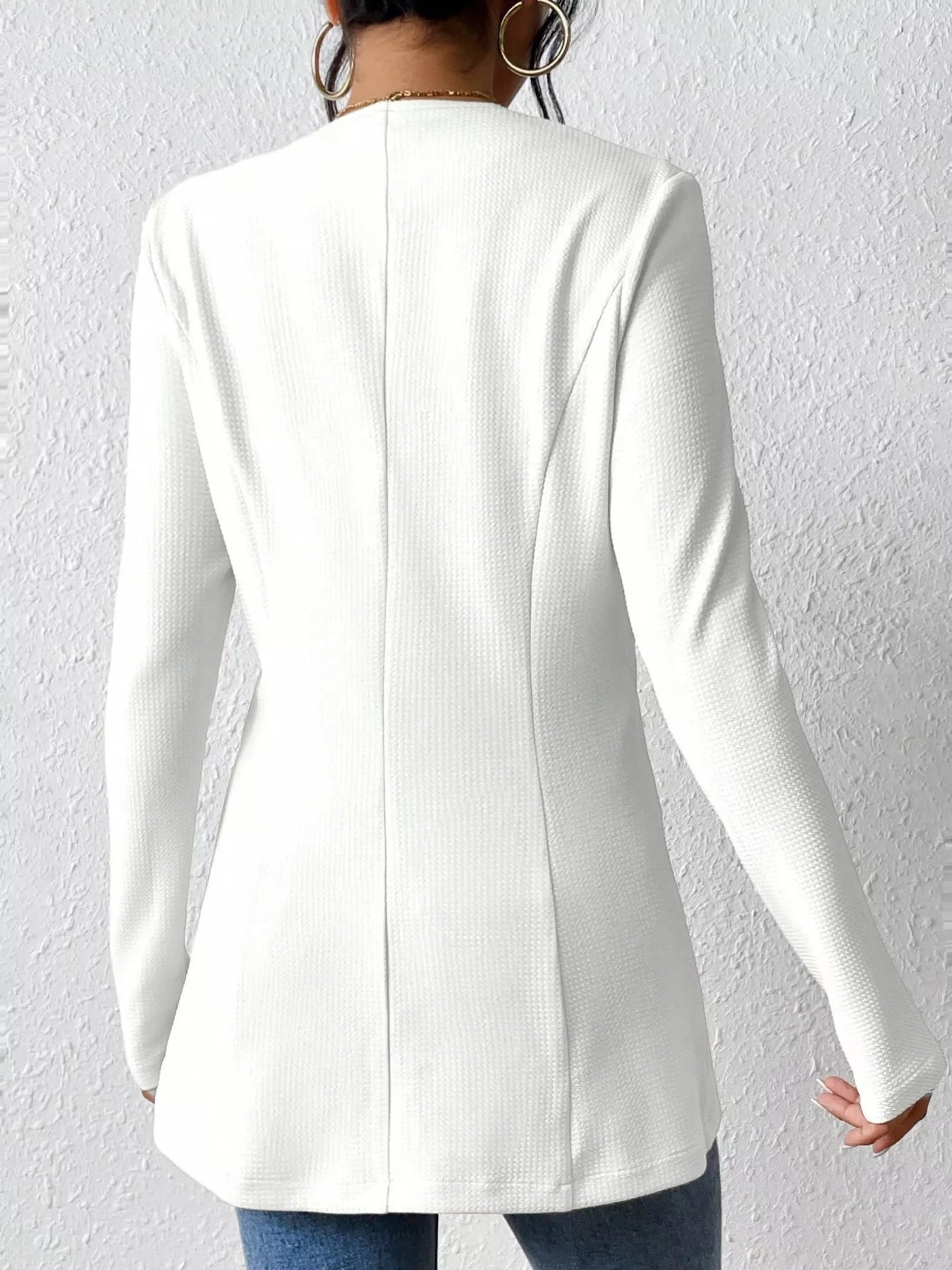 One Button Long Sleeve Blazer - MAD RUFFI