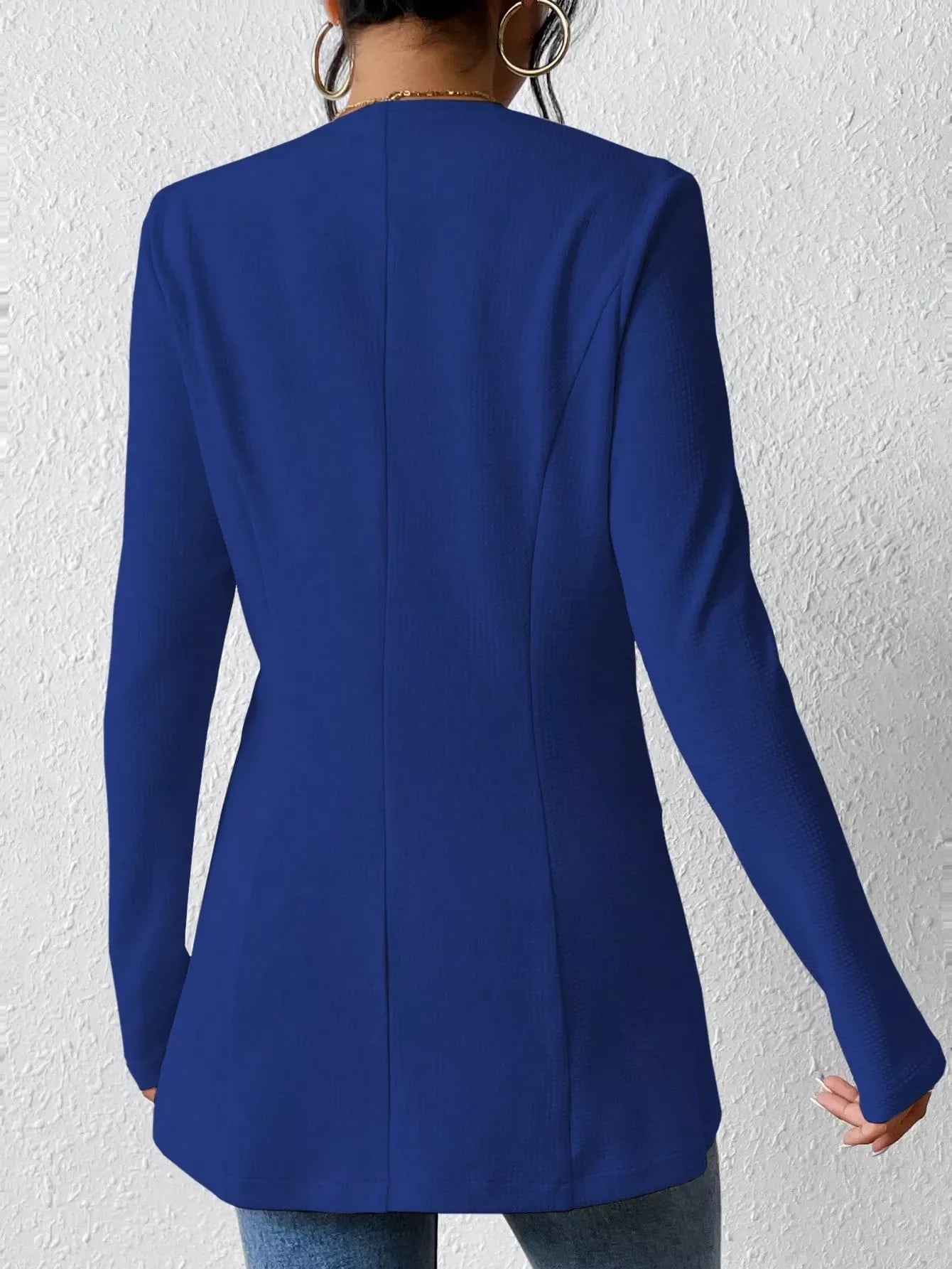 One Button Long Sleeve Blazer - MAD RUFFI