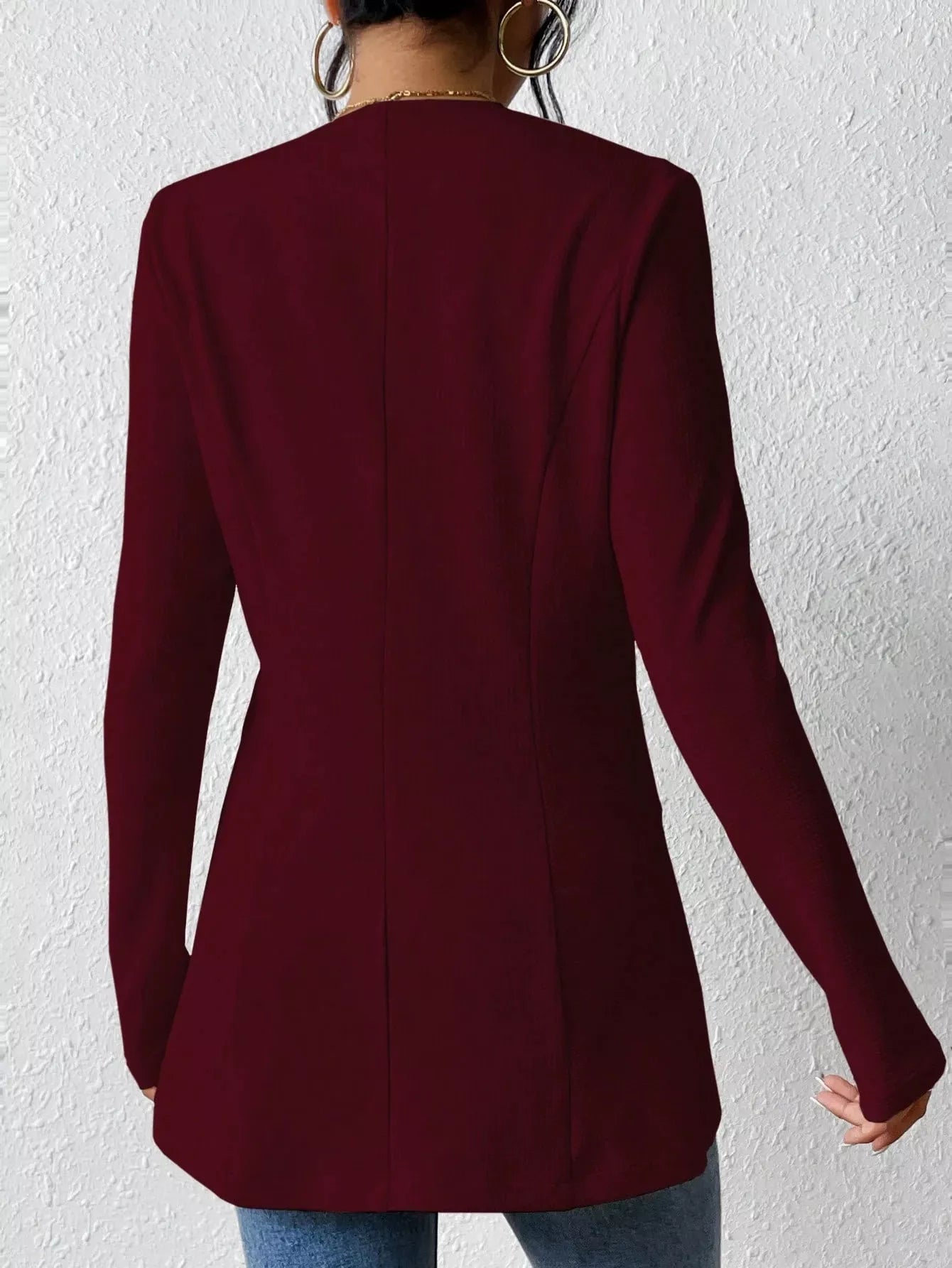 One Button Long Sleeve Blazer - MAD RUFFI