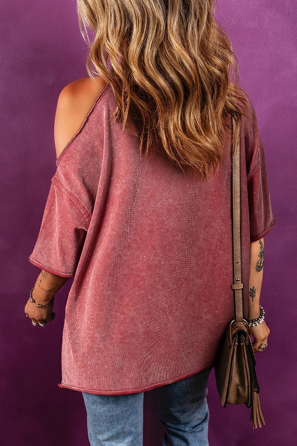 One Shoulder Half Sleeve Oversized Tunic T Shirt - MAD RUFFI