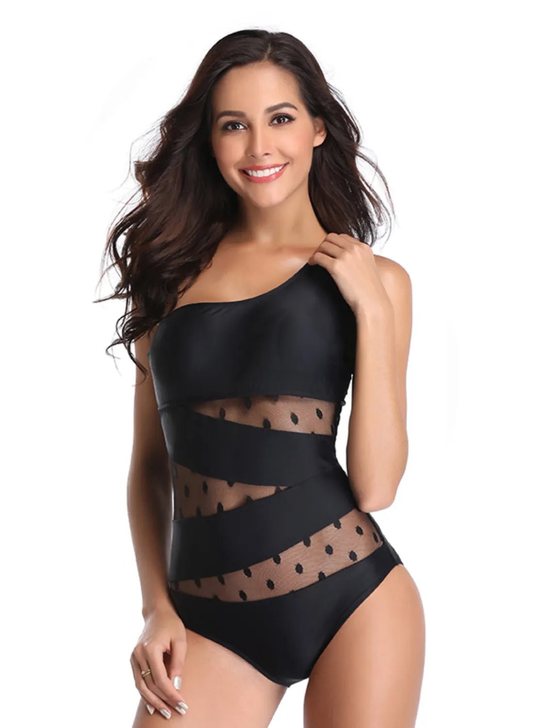 One Shoulder Polka Dot One - Piece Swimwear - MAD RUFFI