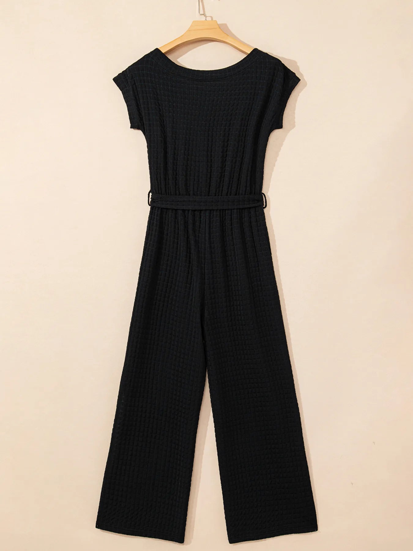 One Shoulder Short Sleeve Knotted Waist Jumpsuit - MAD RUFFI