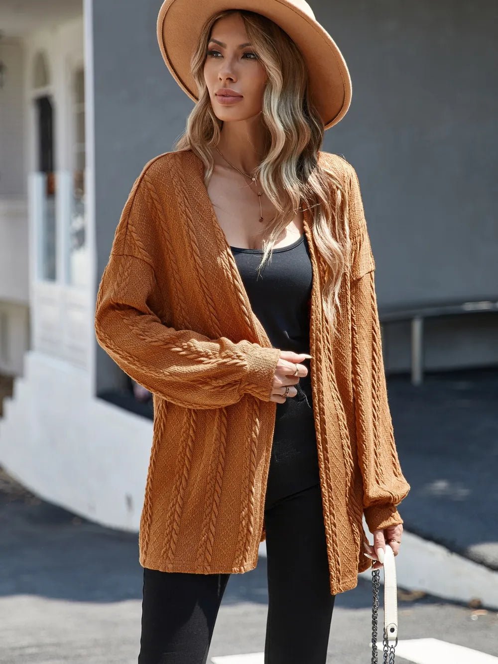 Open Front Long Sleeve Cardigan - MAD RUFFI