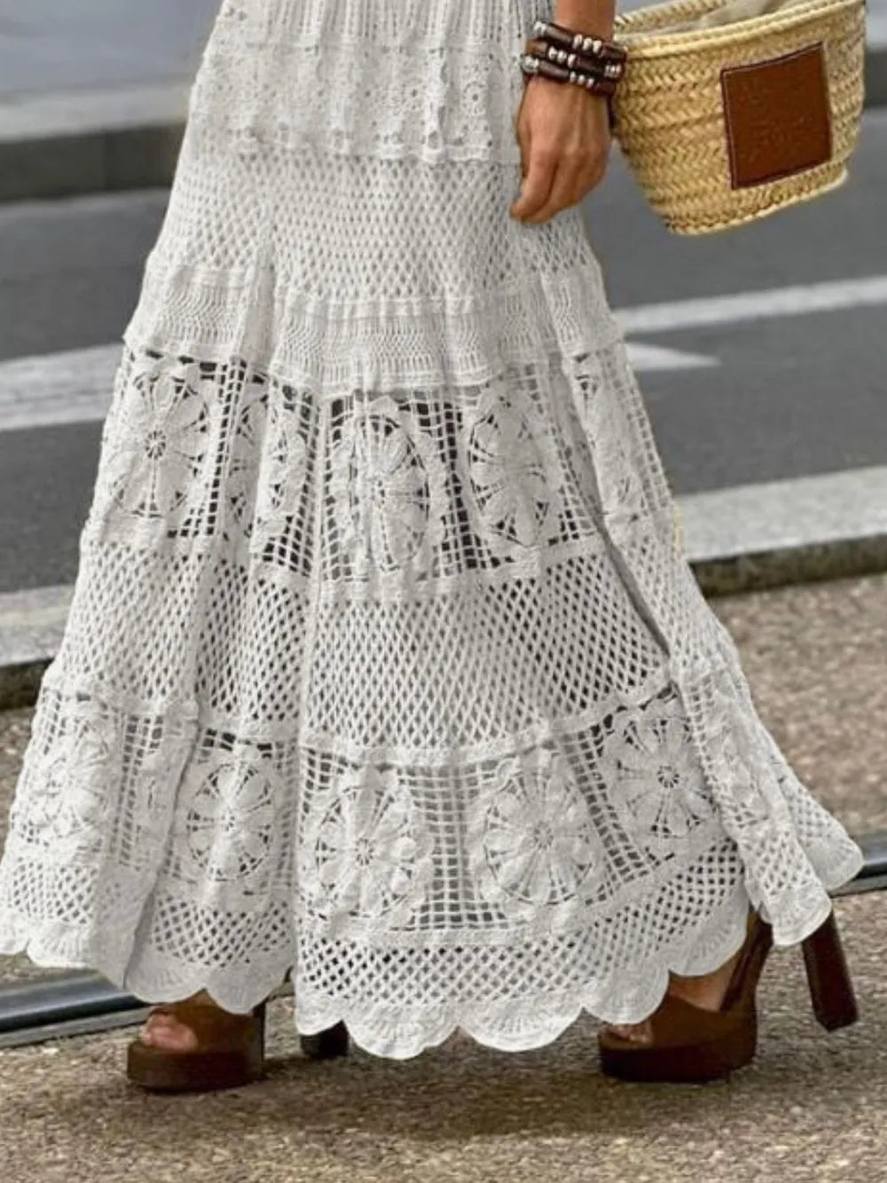 Openwork Crochet Maxi Skirt - MAD RUFFI
