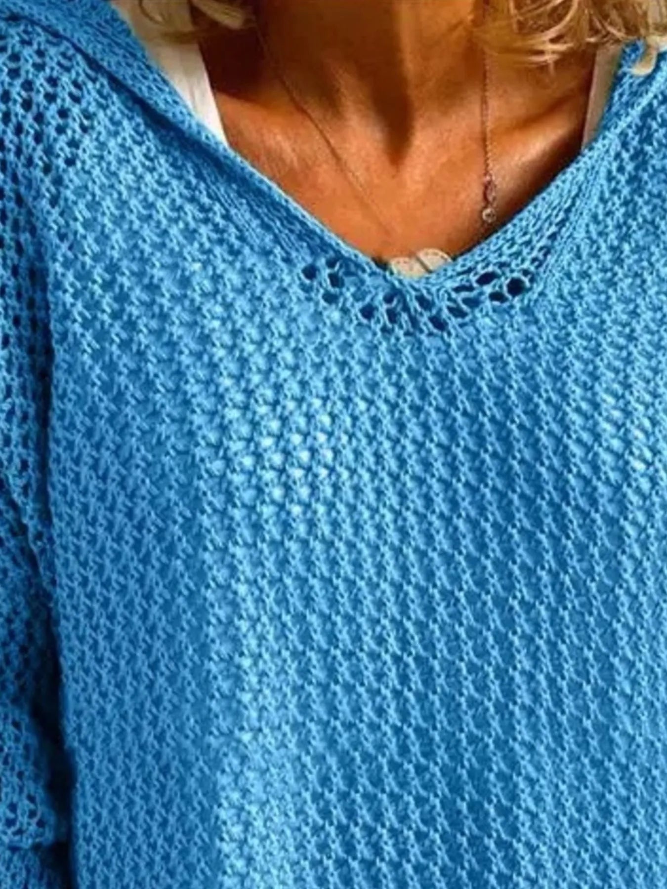 Openwork Long Sleeve Hooded Knit Cover Up - MAD RUFFI