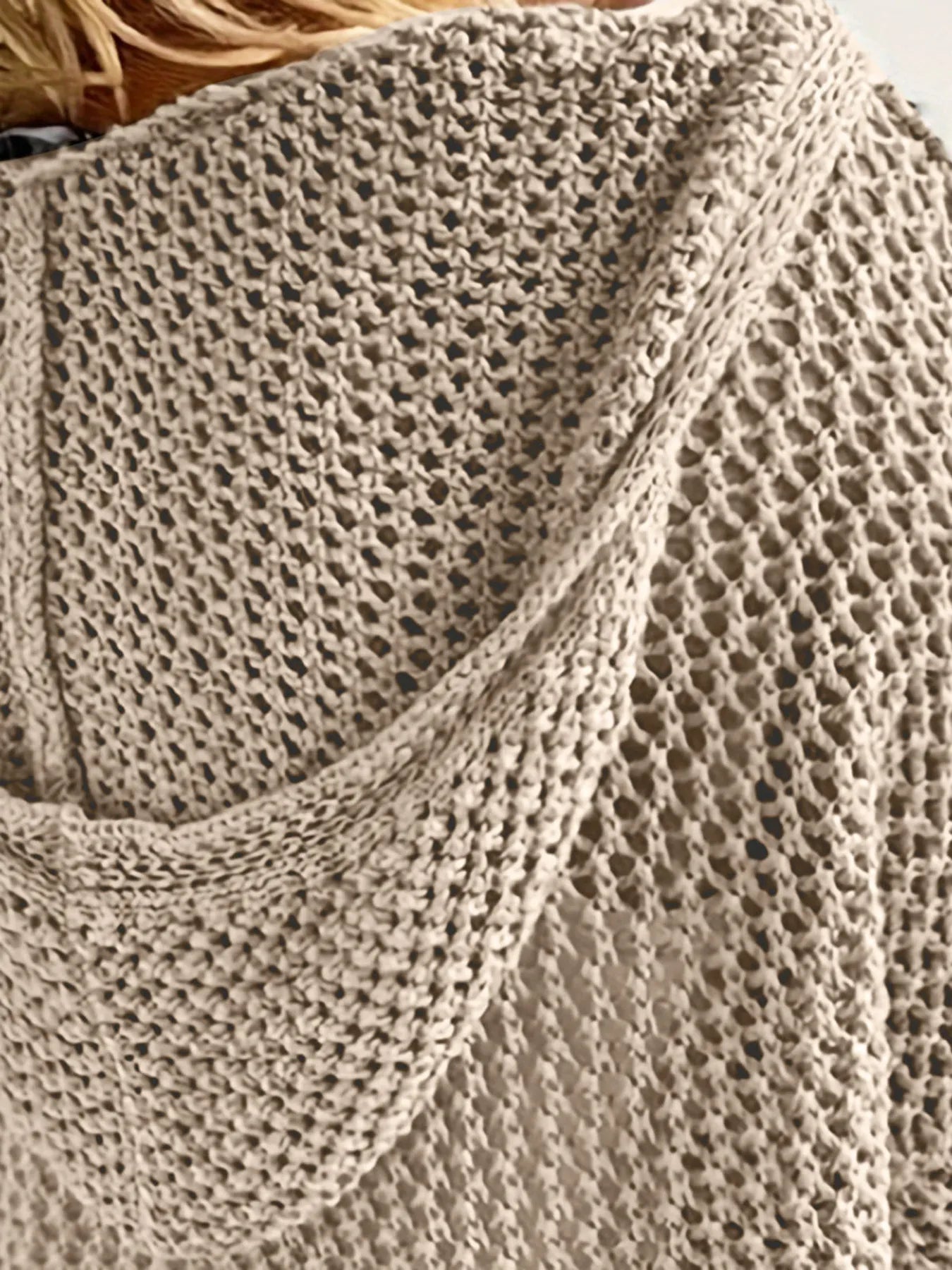 Openwork Long Sleeve Hooded Knit Cover Up - MAD RUFFI