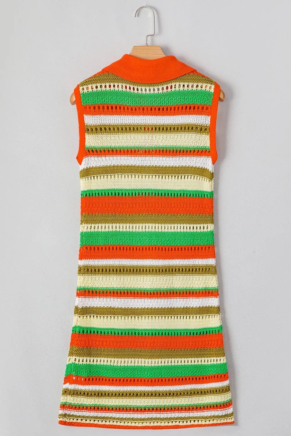 Openwork Stripe Sleeveless Sweater Dress - MAD RUFFI