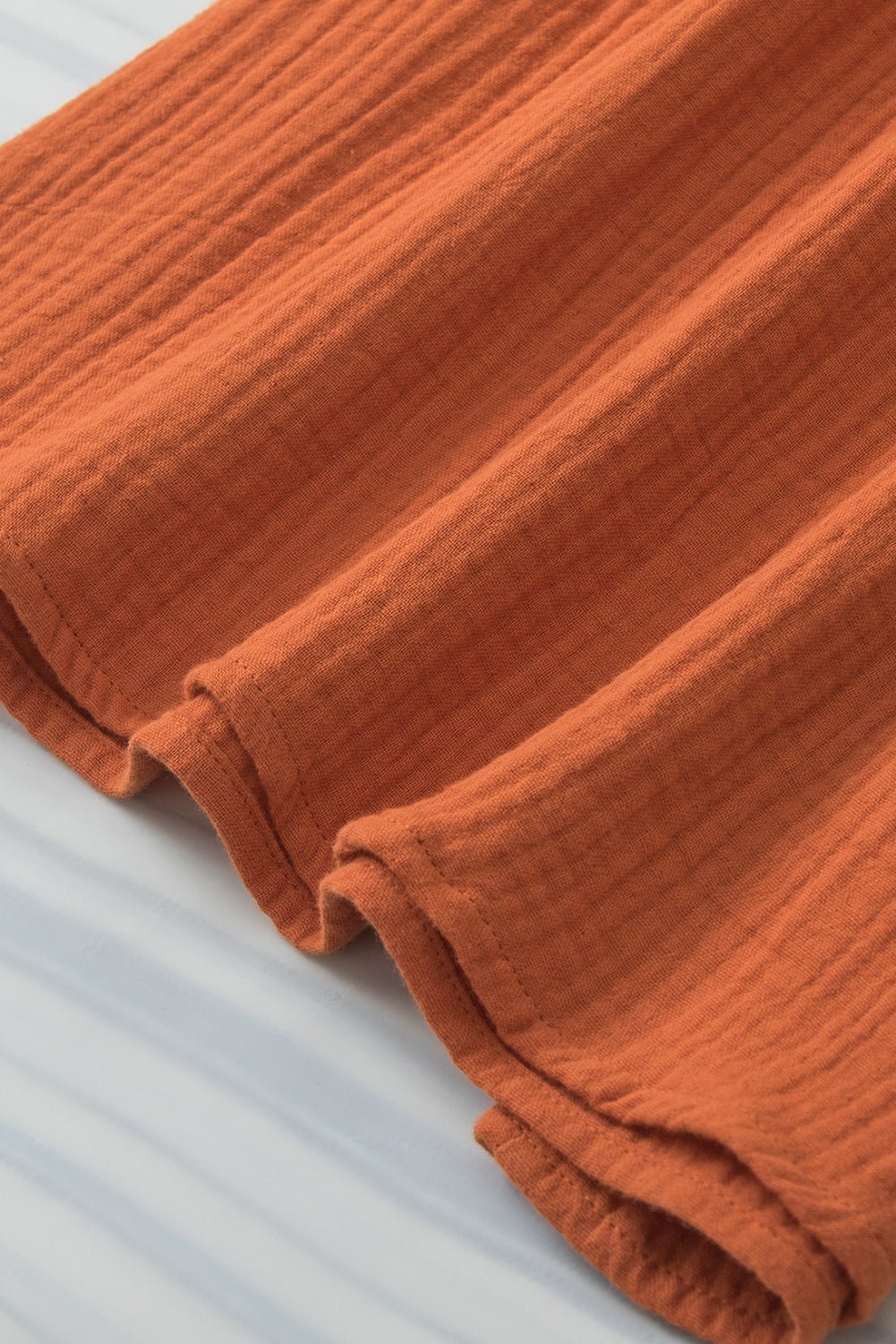 Orange Crinkled Ruffle Sleeve Blouse - MAD RUFFI