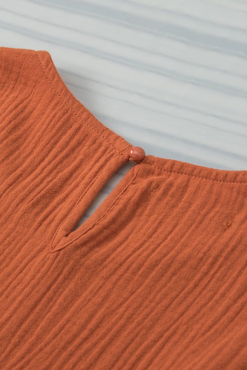 Orange Crinkled Ruffle Sleeve Blouse - MAD RUFFI