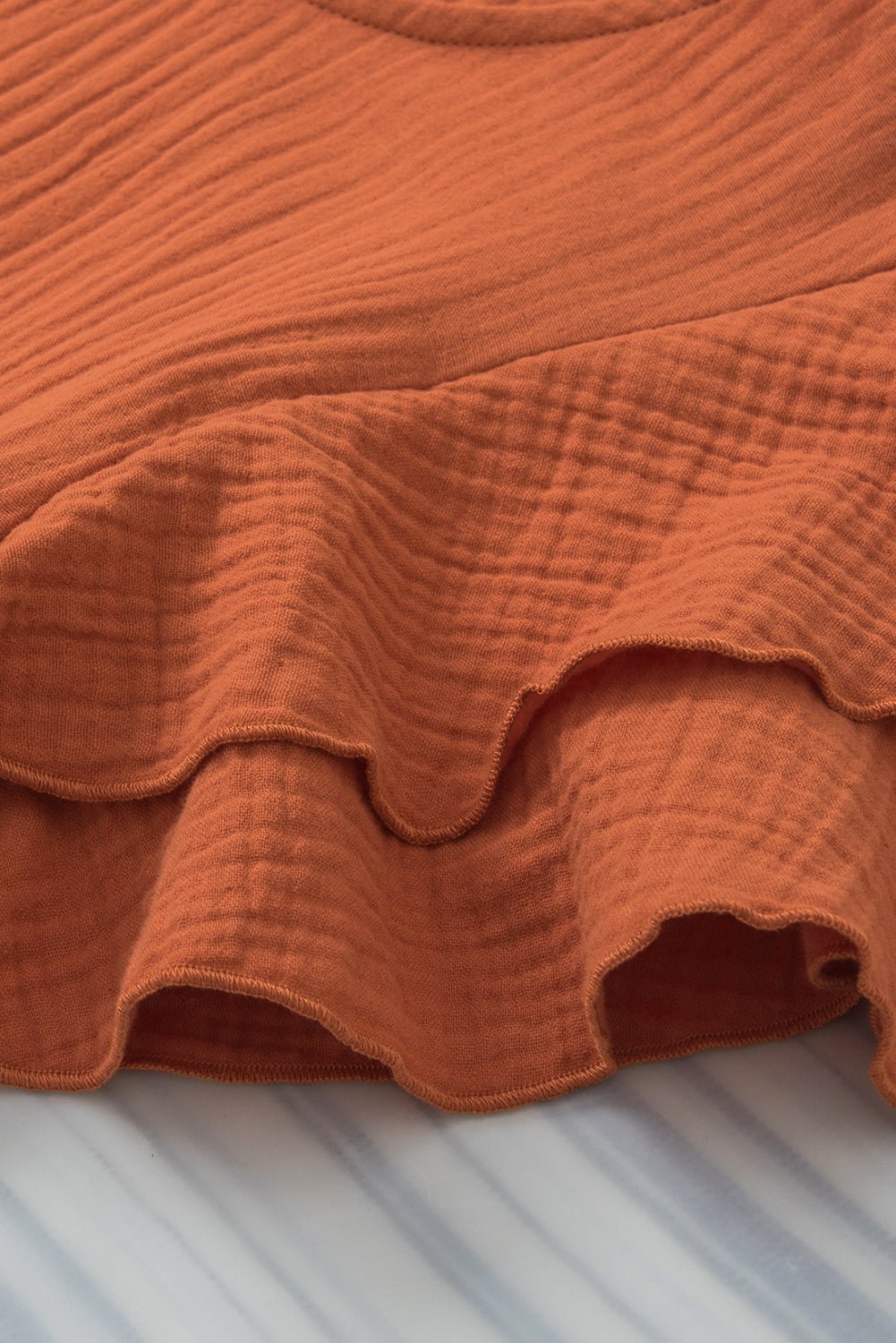 Orange Crinkled Ruffle Sleeve Blouse - MAD RUFFI