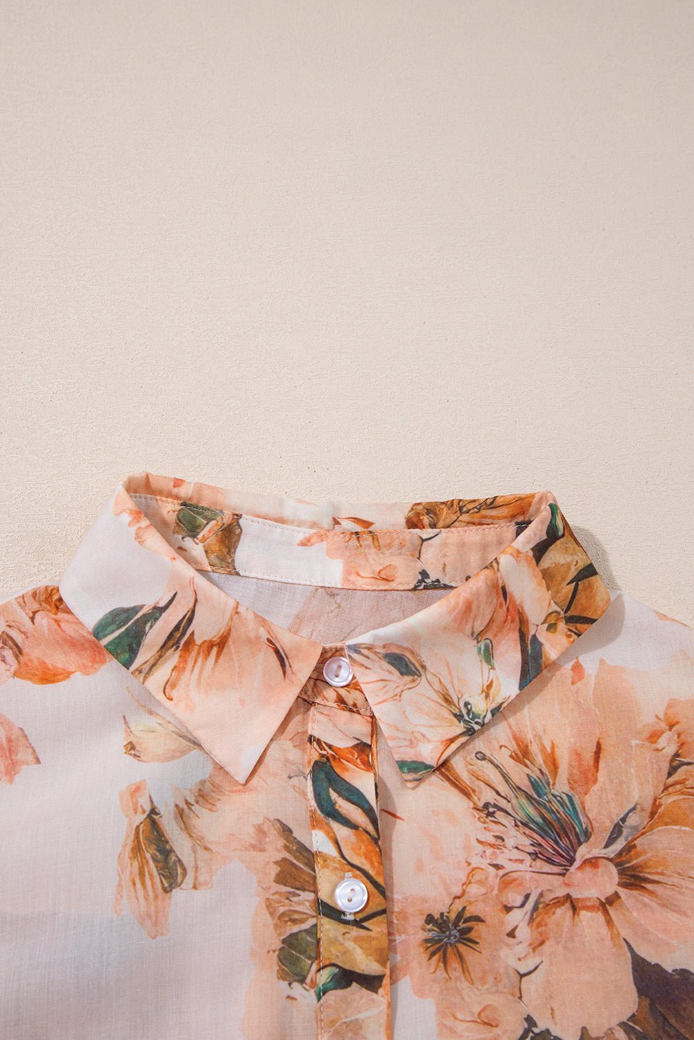 Orange Floral Puff Sleeve Lightweight Shirt - MAD RUFFI