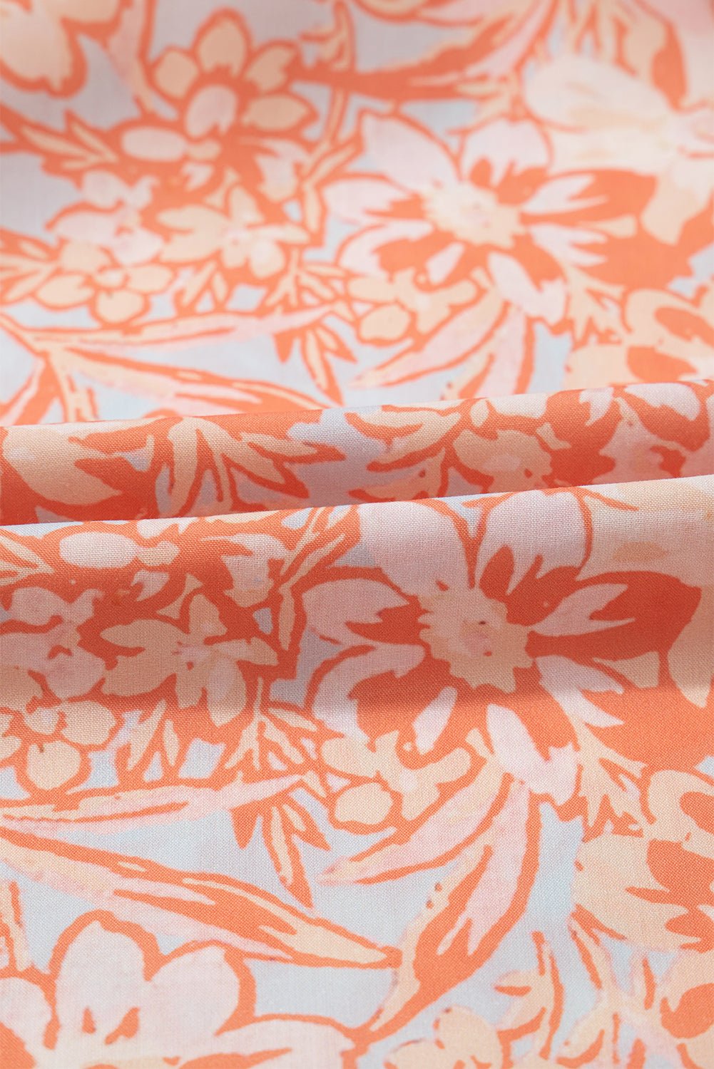 Orange Floral Ruffle Sleeve Split Neck Blouse - MAD RUFFI