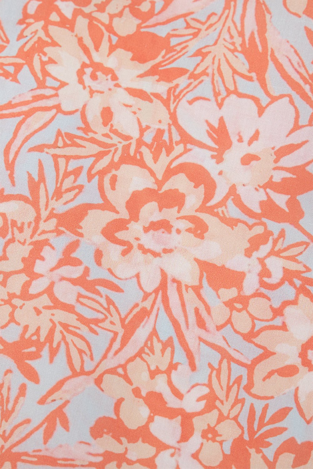 Orange Floral Ruffle Sleeve Split Neck Blouse - MAD RUFFI