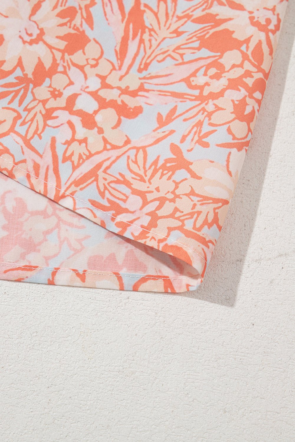 Orange Floral Ruffle Sleeve Split Neck Blouse - MAD RUFFI