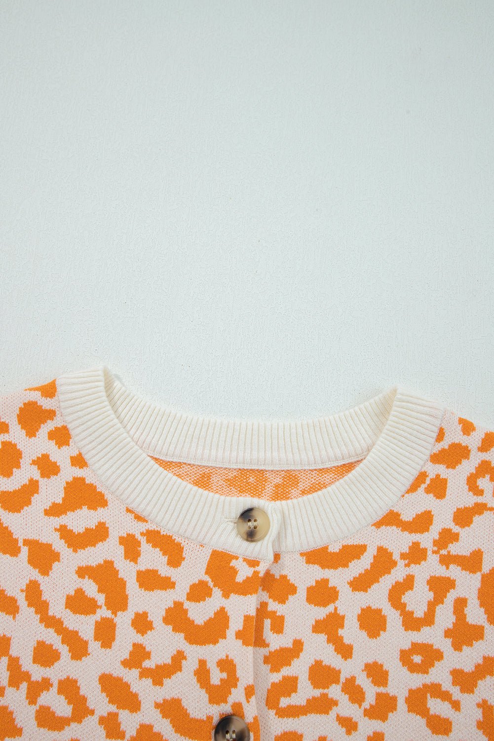 Orange Leopard Drop Shoulder Knitted Cardigan - MAD RUFFI