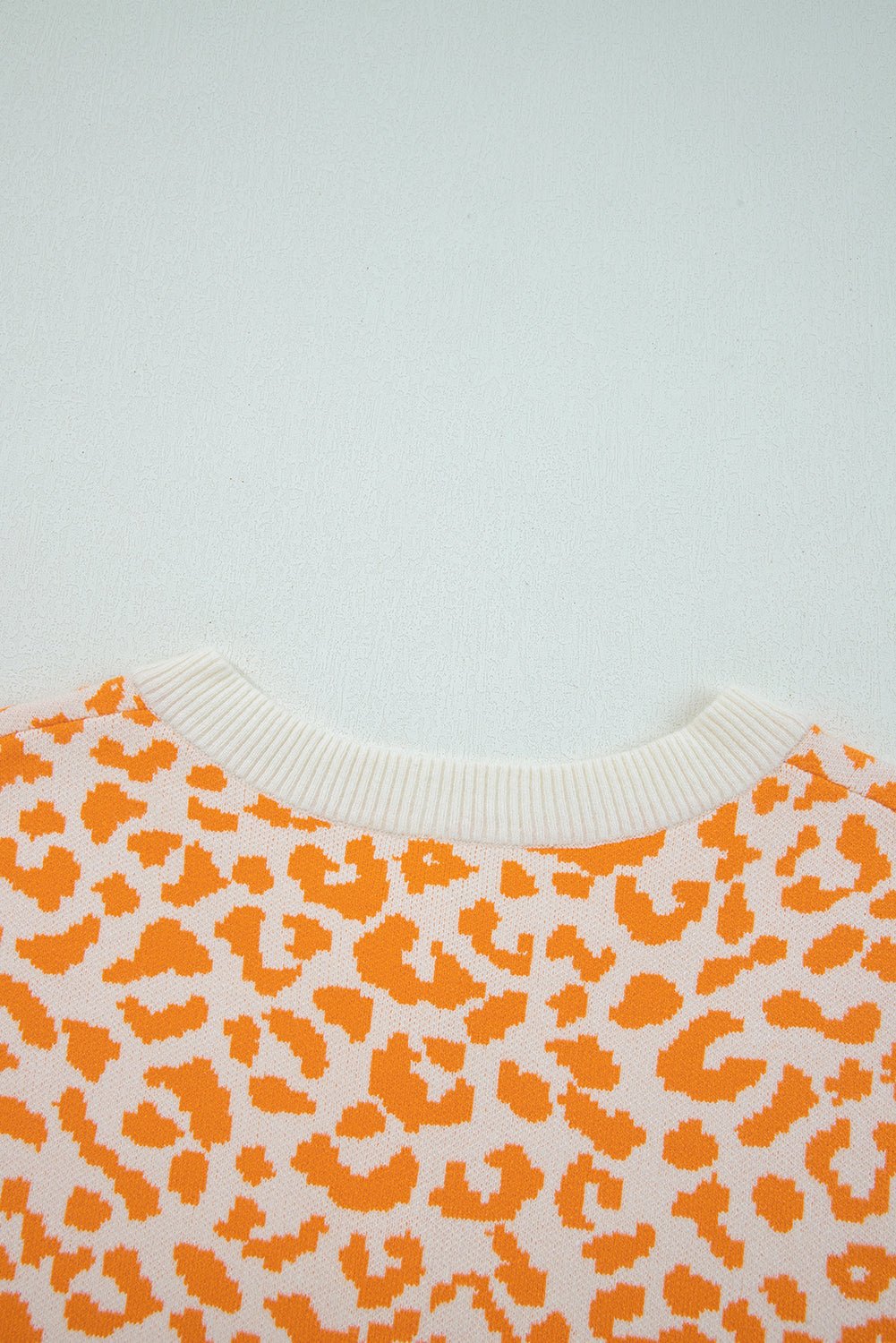Orange Leopard Drop Shoulder Knitted Cardigan - MAD RUFFI