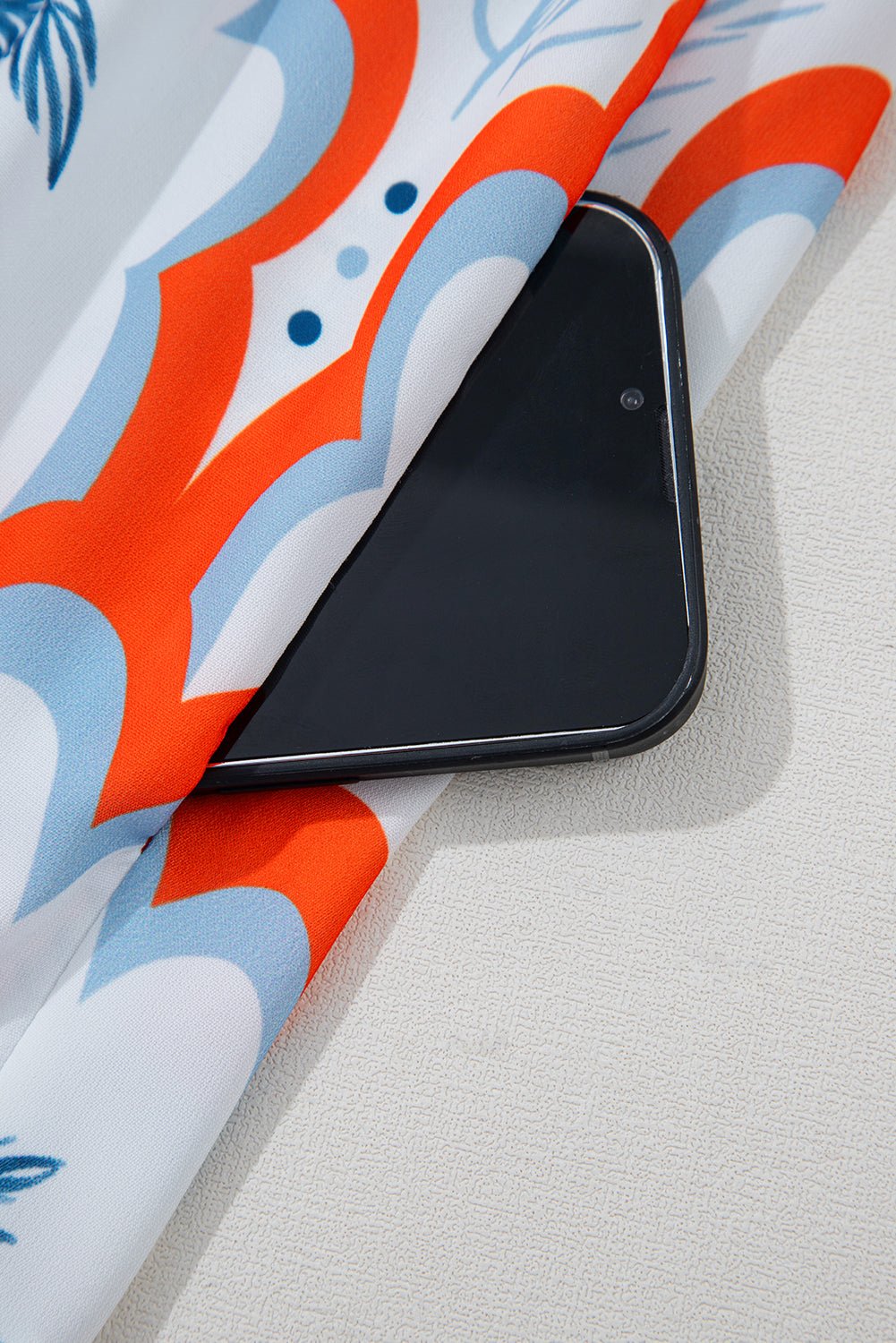 Orange Palm Tree Print Short Sleeve Flowy Dress - MAD RUFFI