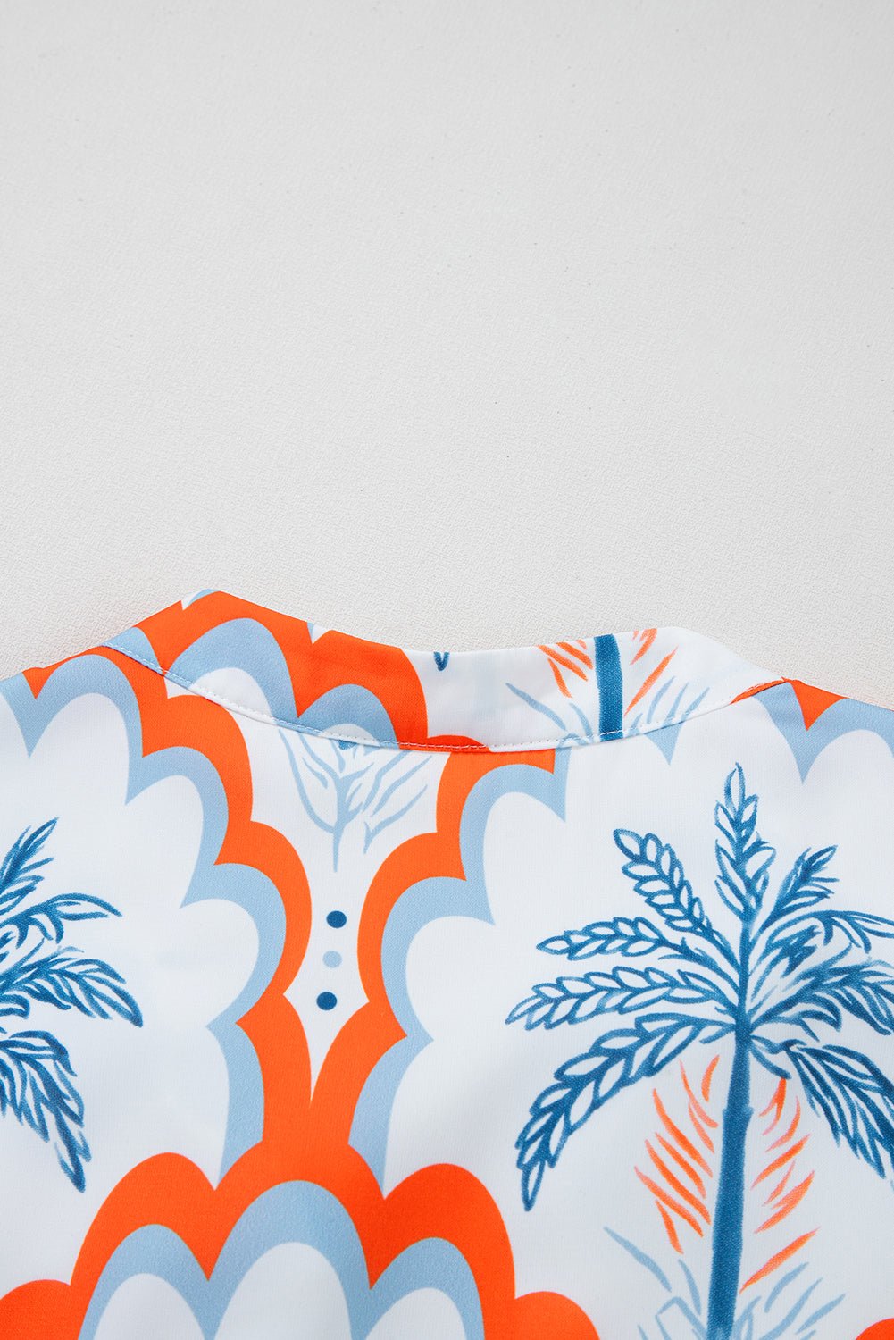 Orange Palm Tree Print Short Sleeve Flowy Dress - MAD RUFFI