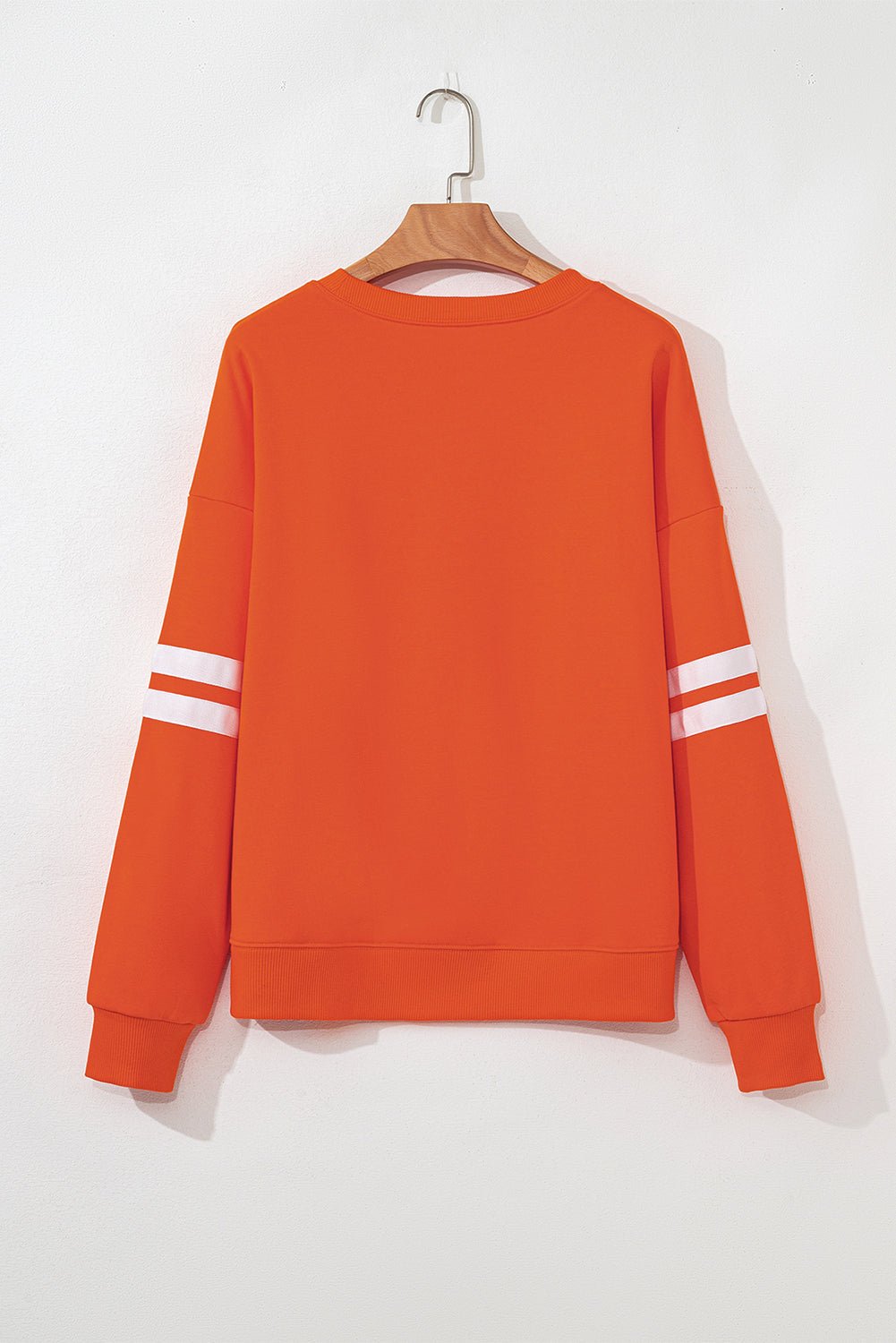 Orange Preppy Striped Sleeve Loose Sweatshirt - MAD RUFFI