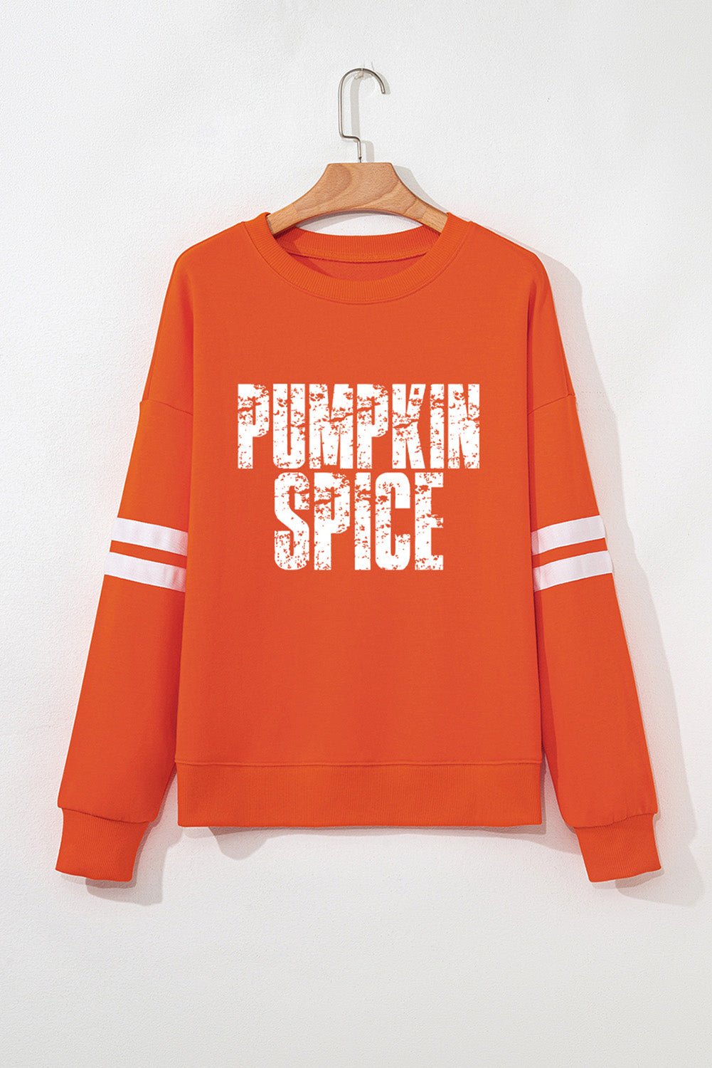 Orange PUMPKIN SPICE Graphic Varsity Casual Sweatshirt - MAD RUFFI
