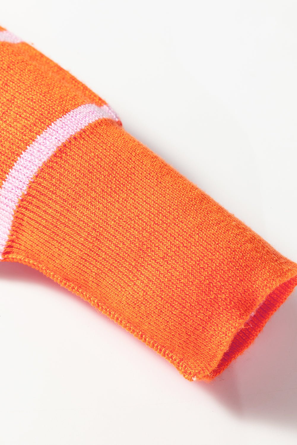 Orange Stripe Ribbed High Neck Drop Shoulder Boxy Fit Sweater - MAD RUFFI