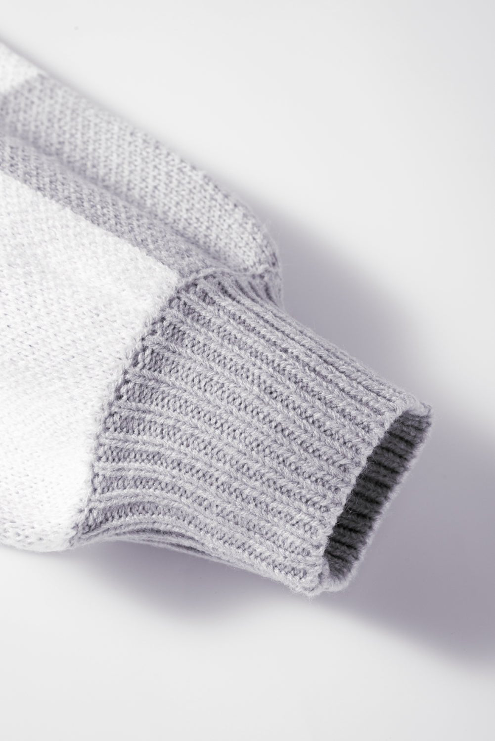 Orange & White Plaid Exposed Seam Bishop Sleeve Sweater - MAD RUFFI