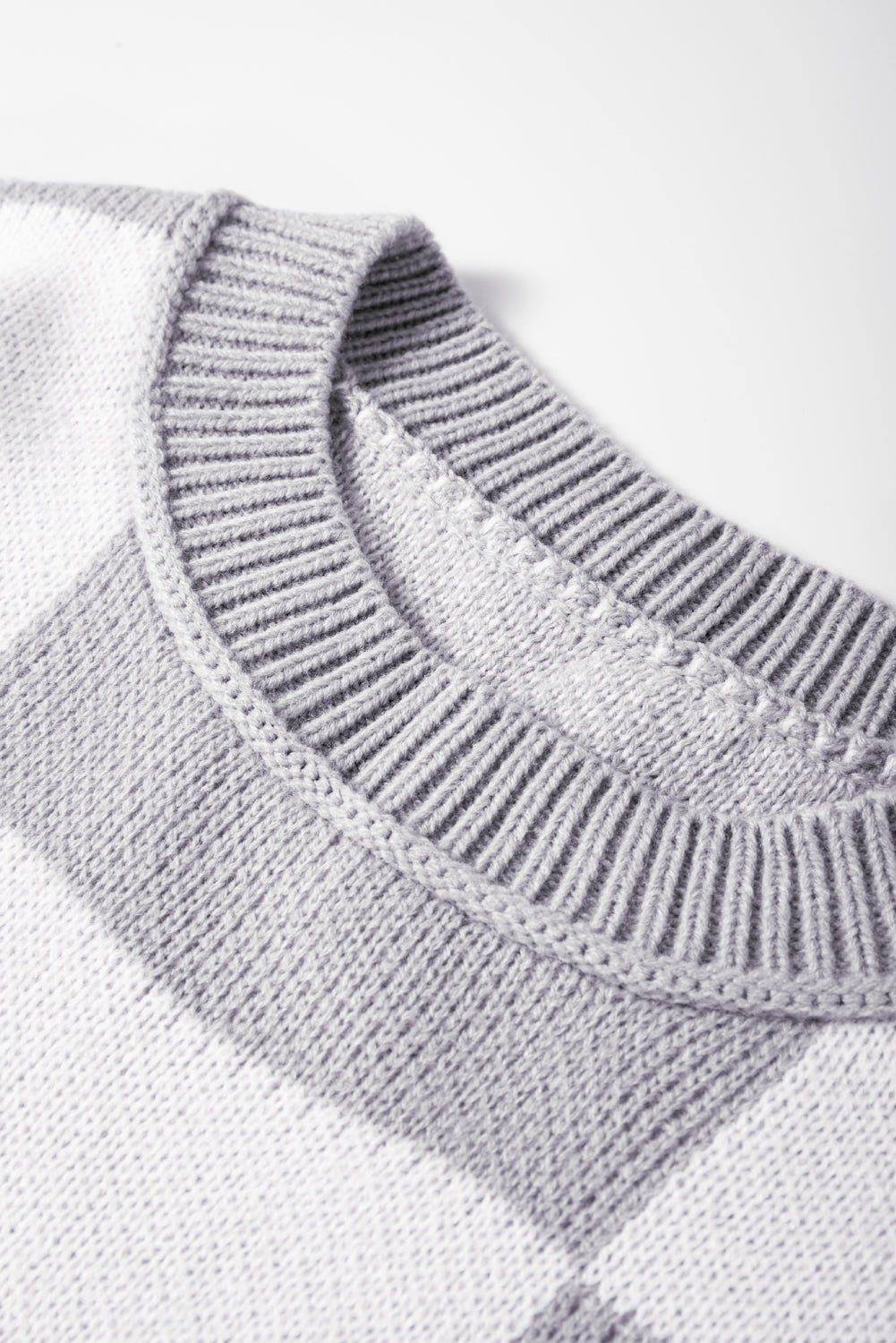 Orange & White Plaid Exposed Seam Bishop Sleeve Sweater - MAD RUFFI