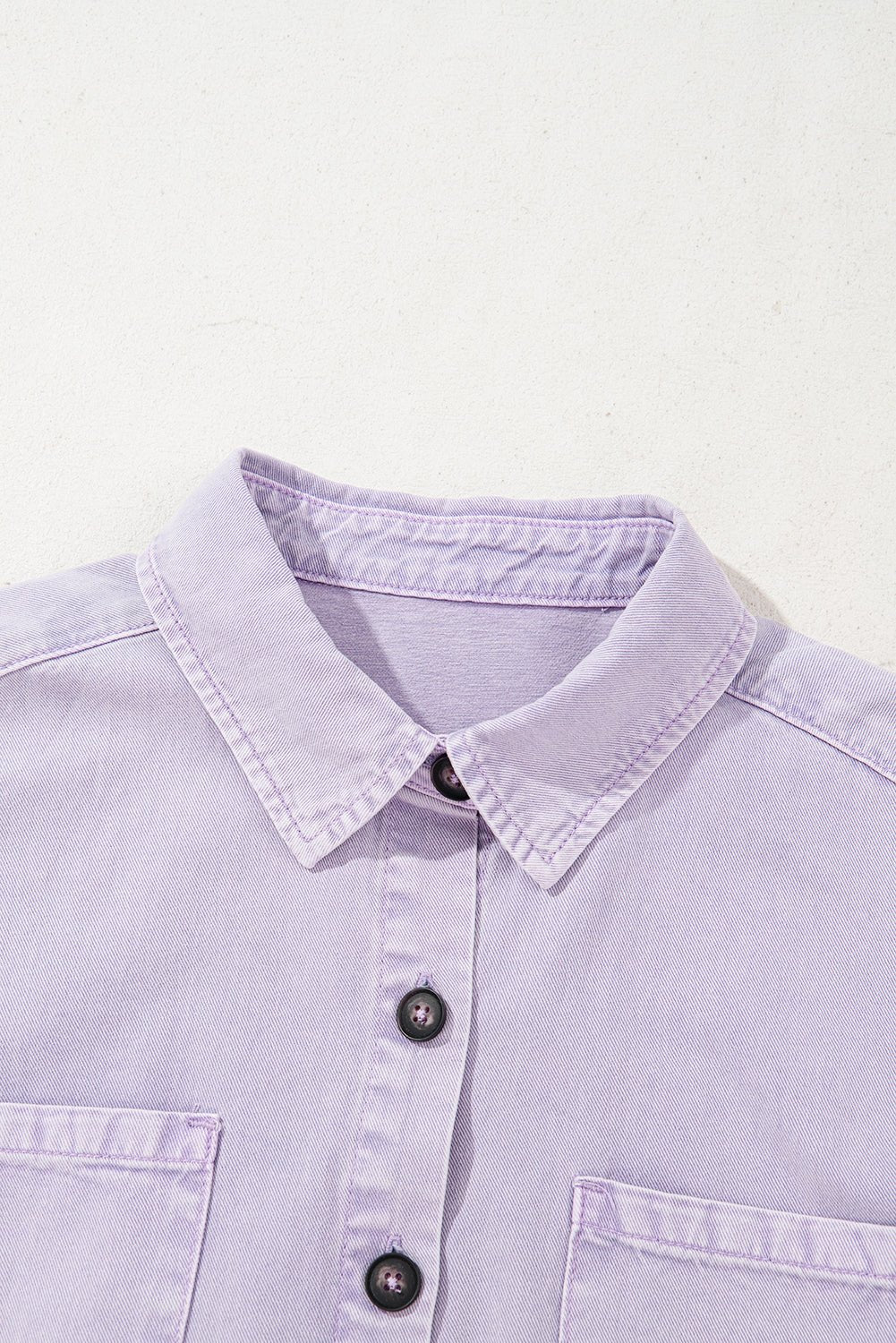 Orchid Petal Double Chest Pocket Denim Shirt Dress - MAD RUFFI