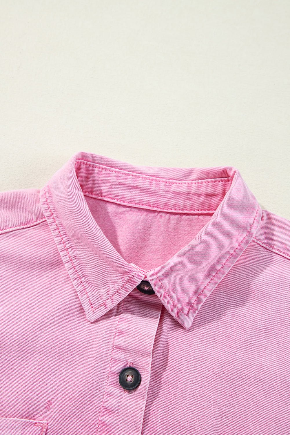 Orchid Petal Double Chest Pocket Denim Shirt Dress - MAD RUFFI