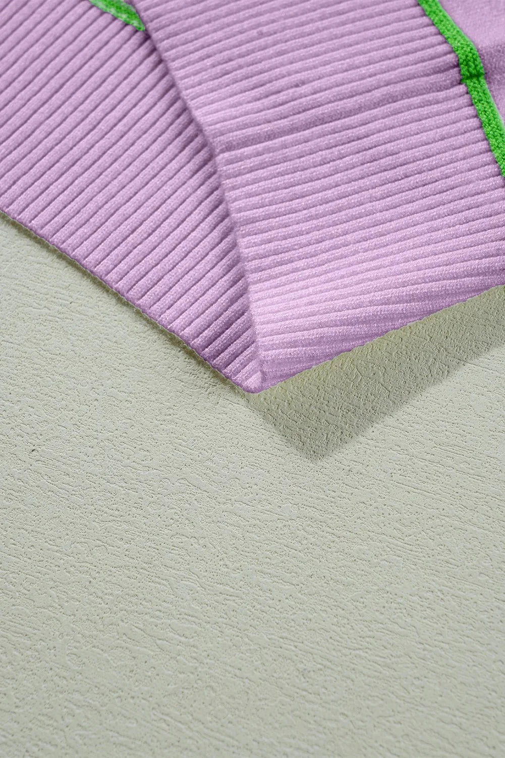 Orchid Petal Striped Half Sleeve Drop Shoulder Sweater - MAD RUFFI