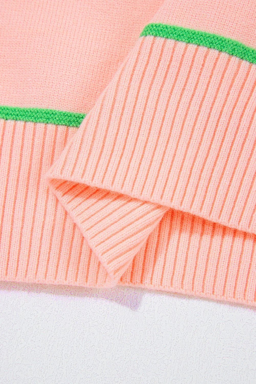 Orchid Petal Striped Half Sleeve Drop Shoulder Sweater - MAD RUFFI