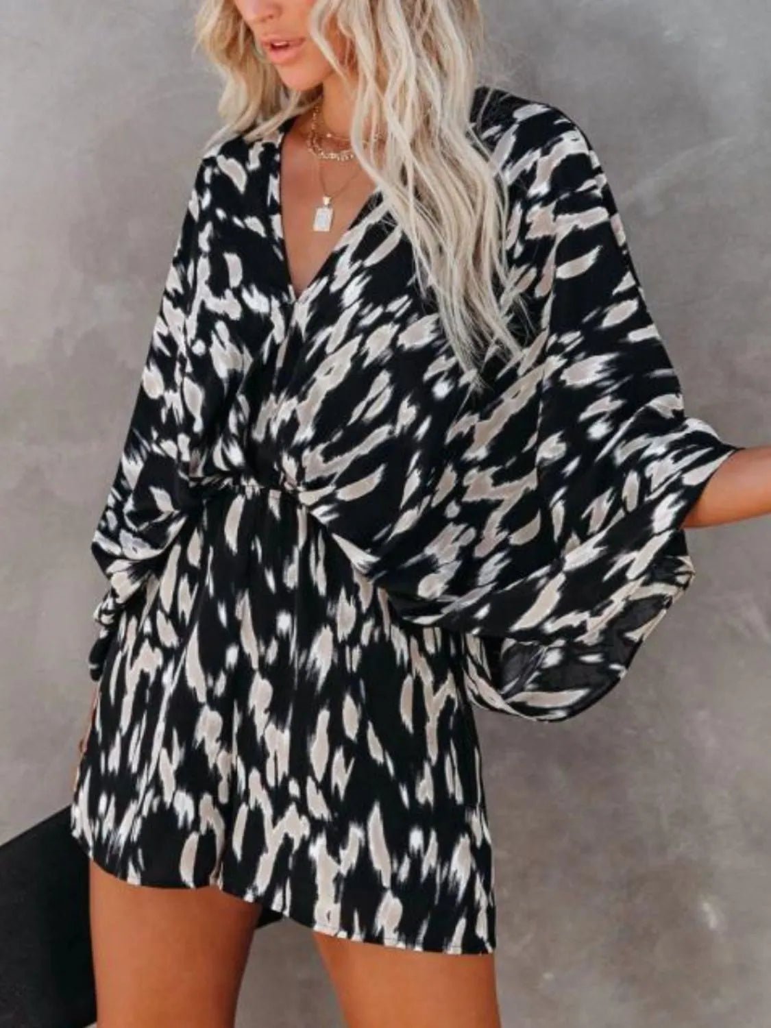 Oversized Tied Back Printed Romper - MAD RUFFI