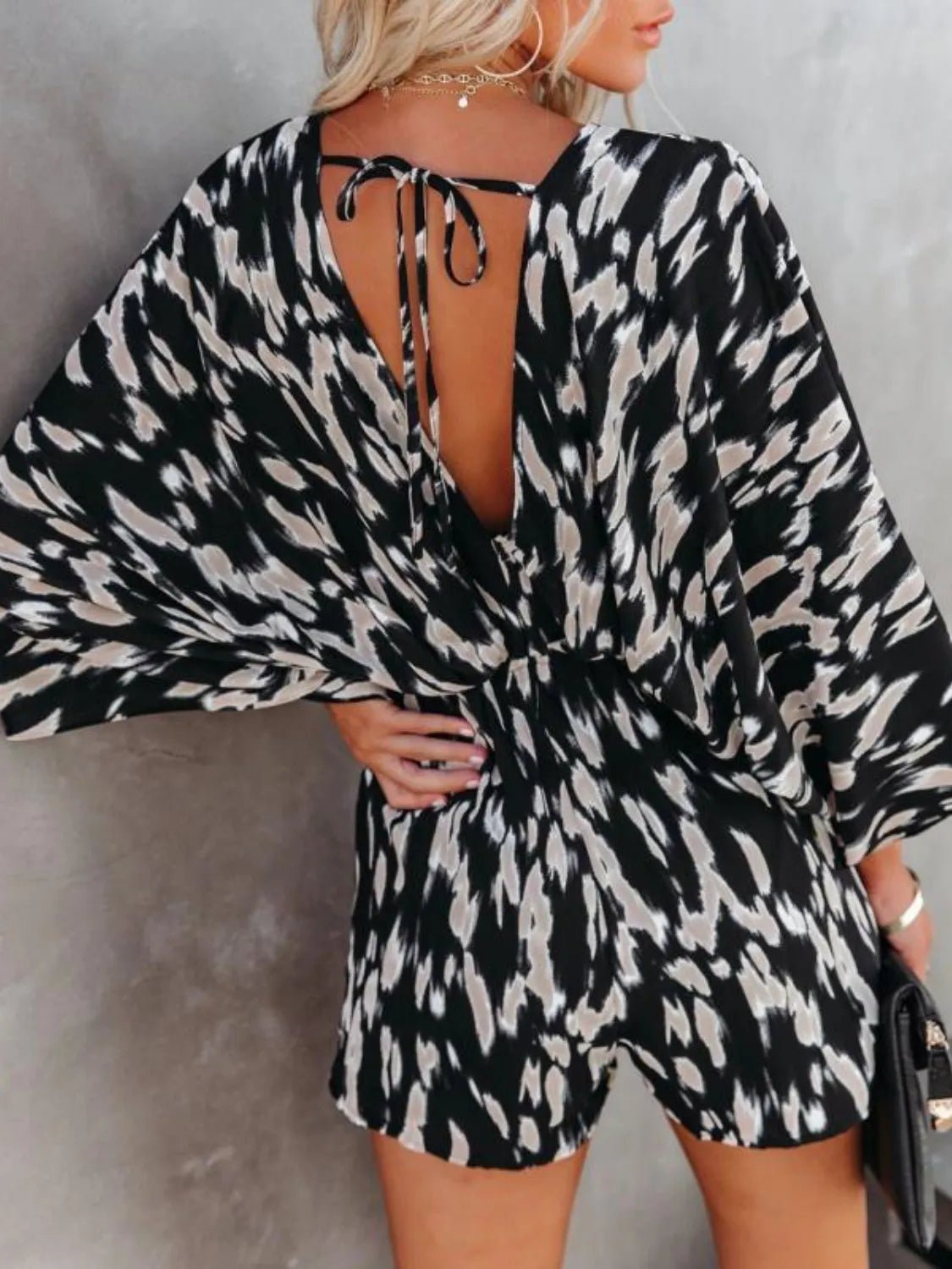 Oversized Tied Back Printed Romper - MAD RUFFI