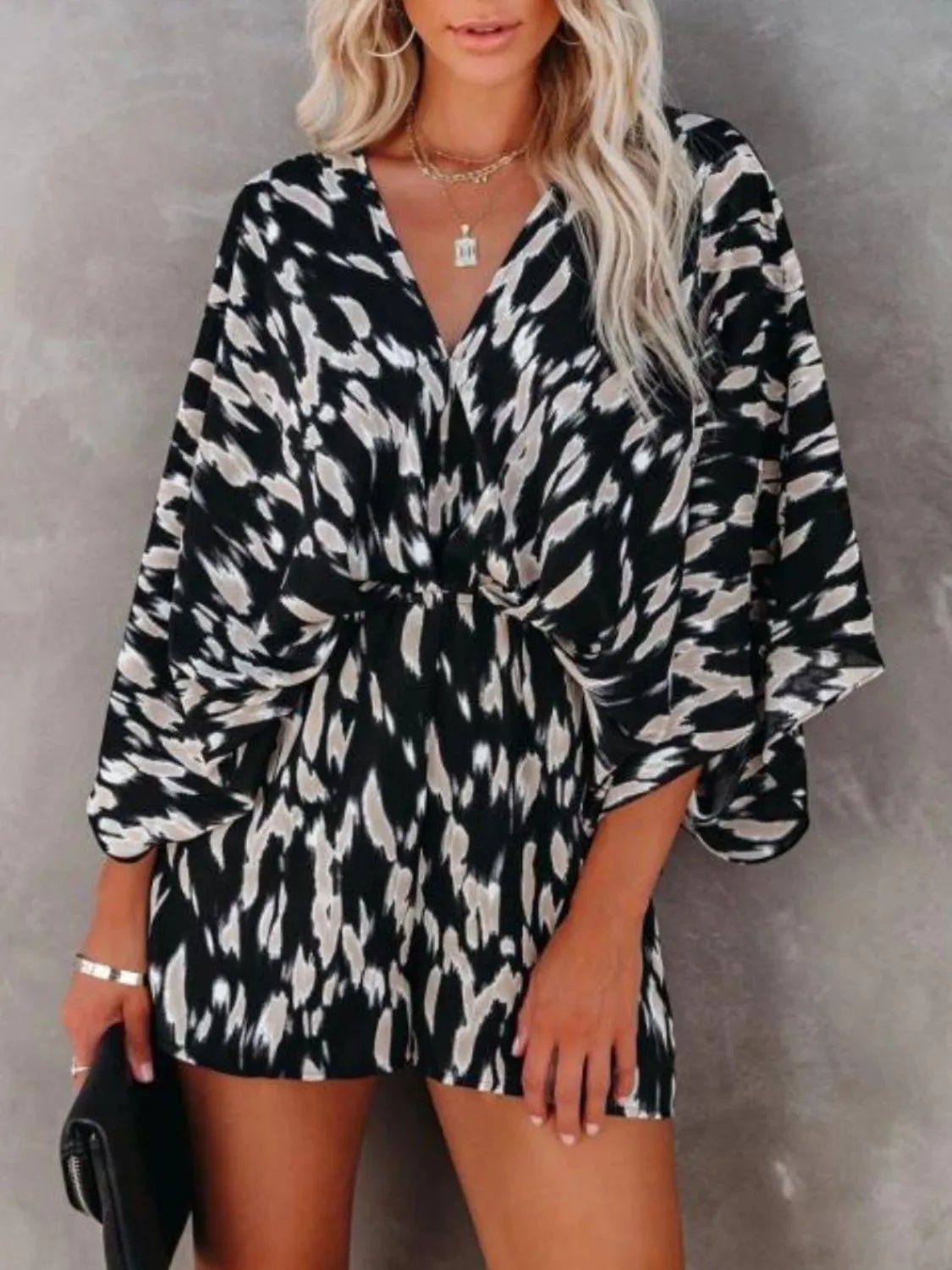 Oversized Tied Back Printed Romper - MAD RUFFI