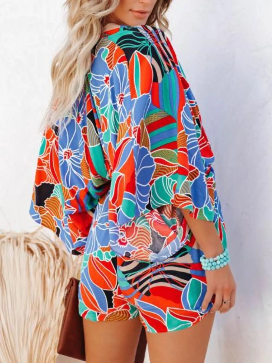 Oversized Tied Back Printed Romper - MAD RUFFI