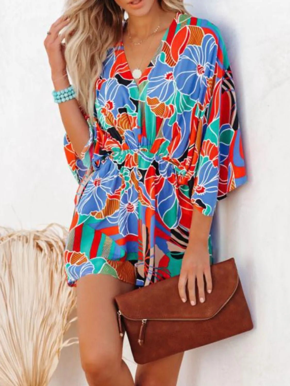 Oversized Tied Back Printed Romper - MAD RUFFI