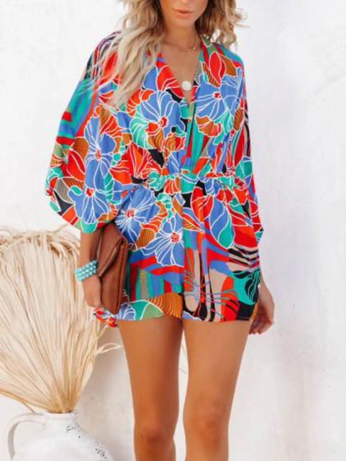Oversized Tied Back Printed Romper - MAD RUFFI