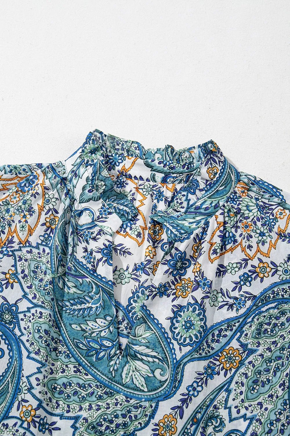 Paisley Floral V Neck Short Sleeve Mini Dress - MAD RUFFI